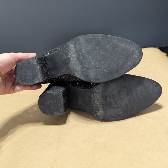 Corkys Razzle Dazzle Black Glitter Ankle Booties Heeled Boots Womens 8 Hey Girl - Picture 5 of 7